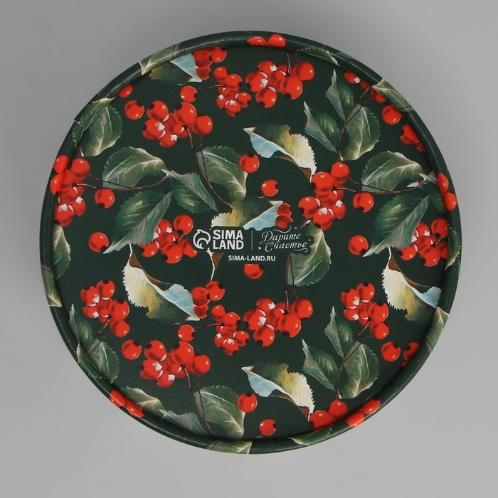 Коробка для макарун тубус с окном &laquo;Снегири&raquo;, 12 х 12 х 5 см, Новый год