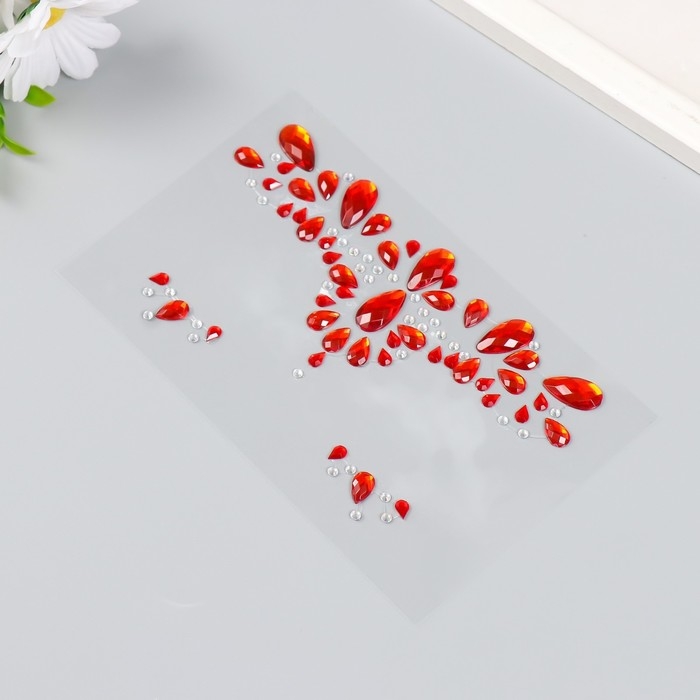 Наклейка пластик на лицо стразы Наклейка пластик на лицо стразы "Узоры" МИКС 14,5х17,5 см