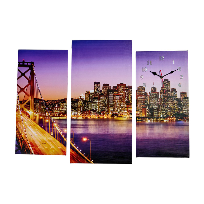 Часы-картина настенные, модульные Часы-картина настенные, модульные "Мост Золотые Ворота", бесшумные, 60 х 80 см, триптих