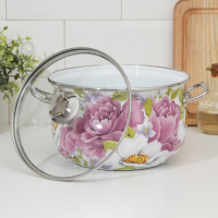 Кастрюля эмалированная &laquo;Пион&raquo;, 4 л, индукция