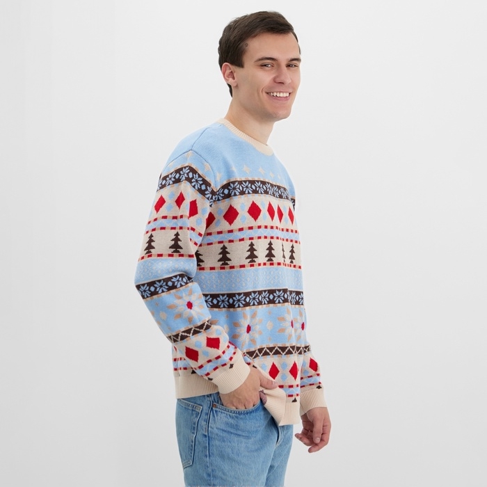 Новый год. Джемпер вязаный KAFTAN Scandinavia размер 52, голубой