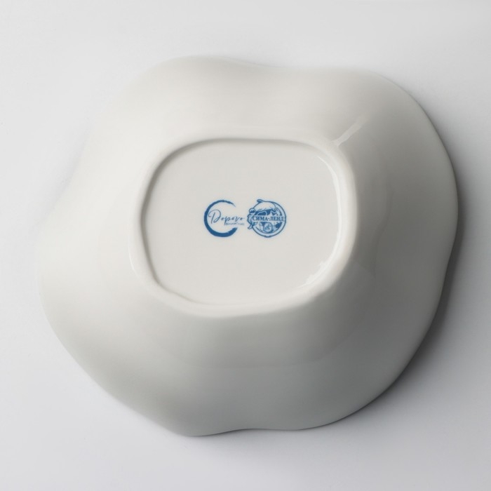 Салатник керамический неровный край &laquo;Разводы&raquo;, 600 мл, 17 см, цвет белый