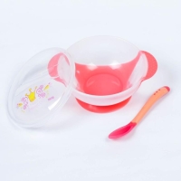Набор для кормления «Наша принцесса», 3 предмета: миска 350 мл на присоске, крышка, ложка, цвет розовый Набор для кормления «Наша принцесса», 3 предмета: миска 350 мл на присоске, крышка, ложка, цвет розовый