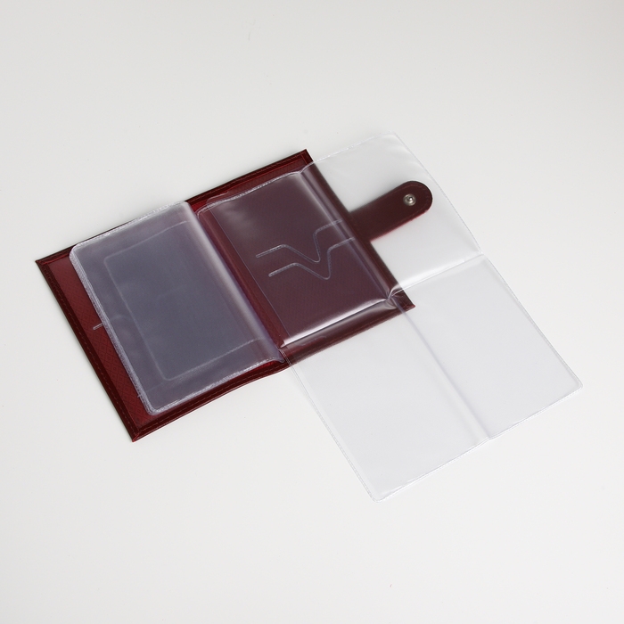 Обложка для автодокументов на кнопке, TEXTURA, цвет бордовый Обложка для автодокументов на кнопке, TEXTURA, цвет бордовый