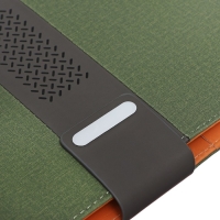 Органайзер на кольцах А5, 80 листов, кожзам, линия, с хлястиком, зеленый