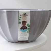 Кашпо для цветов с автополивом &laquo;Ракушка&raquo;, 2,4 л, d=22см, h=10,5 см, цвет серый