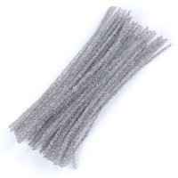 Проволока с ворсом для поделок &laquo;Блеск&raquo;, набор 50 шт, размер 1 шт: 30&times;0,6 см, цвет серебро