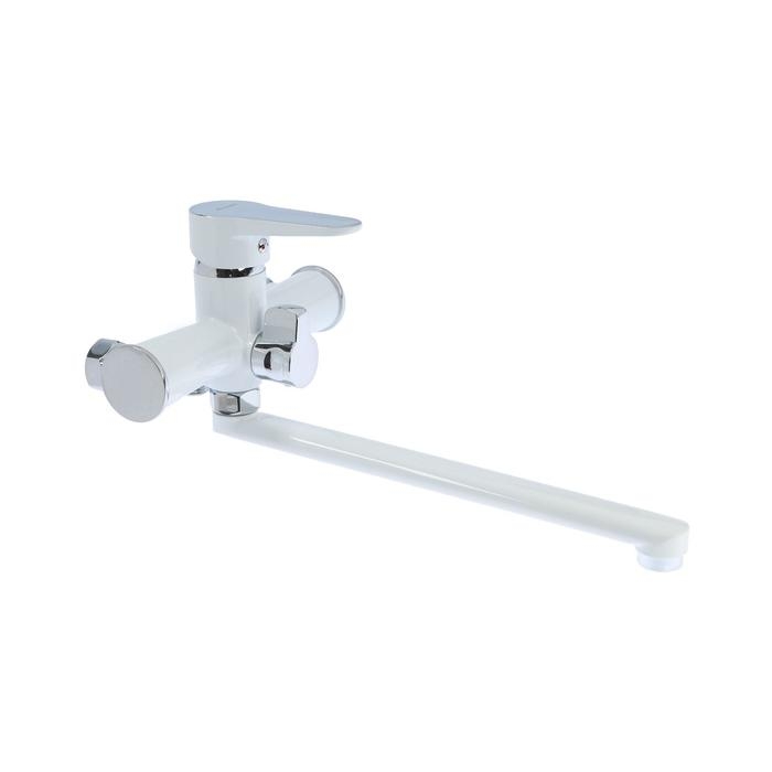 Смеситель для ванны Accoona A71111G, силумин, картридж 35мм, излив 30 см, белый/хром Смеситель для ванны Accoona A71111G, силумин, картридж 35мм, излив 30 см, белый/хром