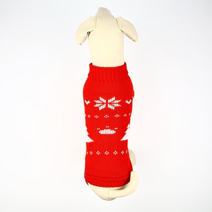 Одежда для собак. Свитер вязаный с орнаментом &laquo;Новогодний&raquo;, красный, размер XL