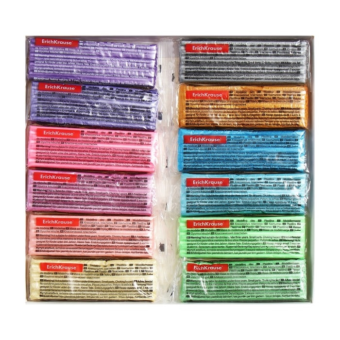 Пластилин 12 цветов 216 г ErichKrause Пластилин 12 цветов 216 г ErichKrause "Kids Space Animals Candy Pearl", плавающий, перламутровый, со стеком