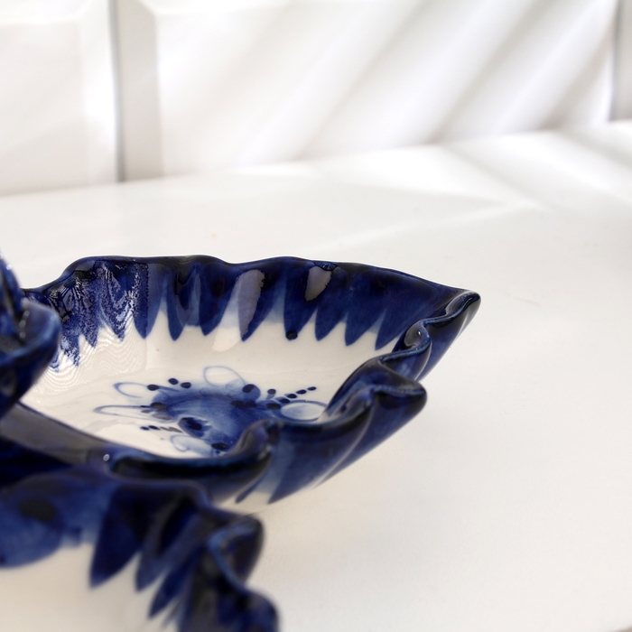 Менажница гжель «Листики», бело-синий,керамика, Менажница гжель «Листики», бело-синий,керамика,