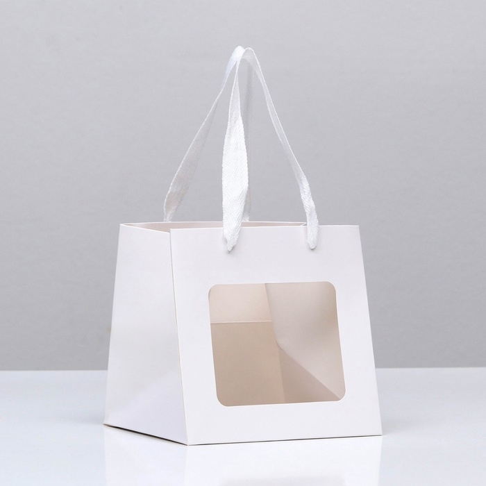 Пакет подарочный, крафт, с окном, &laquo;Белый&raquo;, 15 х 15 х 15 см