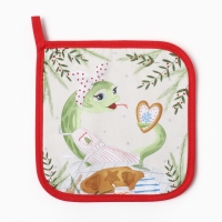 Новый год. Символ года. Змея. Прихватка Этель "Хозяюшка" саржа, 19х19см,100% хл,ватин 250г/м2