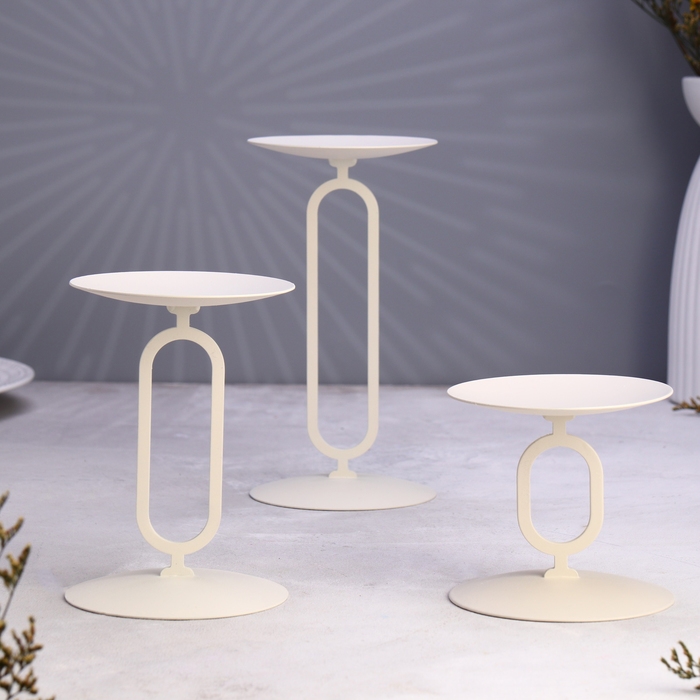 Набор подсвечников 10х20; 10х15; 10х10 см, белый Набор подсвечников 10х20; 10х15; 10х10 см, белый