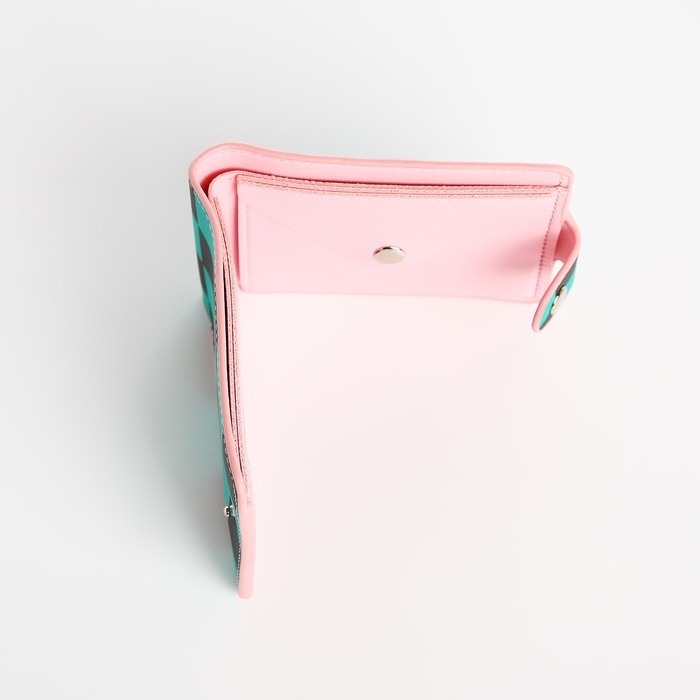 Кошелёк на кнопке, цвет зелёный/чёрный