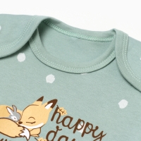 Боди детское с длинным рукавом "Лисичка", цвет ментол, рост 68