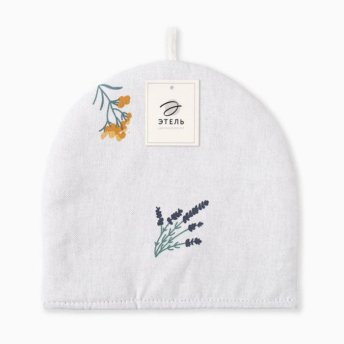 Грелка на чайник Этель "Полевые цветочки" 28х28см, рогожка 176 г/м2, 100% хл