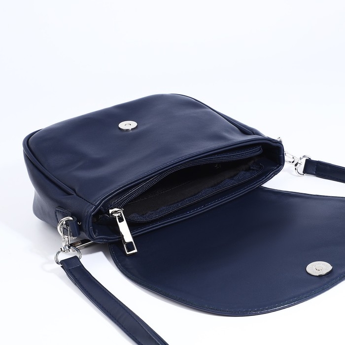 Сумка-мессенджер RICHET на магните, наружный карман, длинный ремень, цвет синий