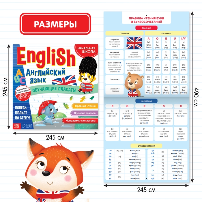 Обучающие плакаты &laquo;English. Английский язык&raquo;, 28 стр.