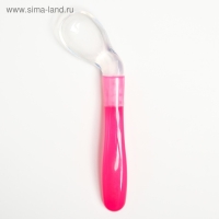 Ложка детская силиконовая «Изогнутая» для кормления, от 5 мес., цвет розовый Ложка детская силиконовая «Изогнутая» для кормления, от 5 мес., цвет розовый