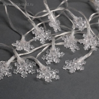 Гирлянда &laquo;Нить&raquo; 3 м с насадками &laquo;Снежинки малые&raquo;, IP20, прозрачная нить, 20 LED, свечение мульти (RG/RB), мигание, USB