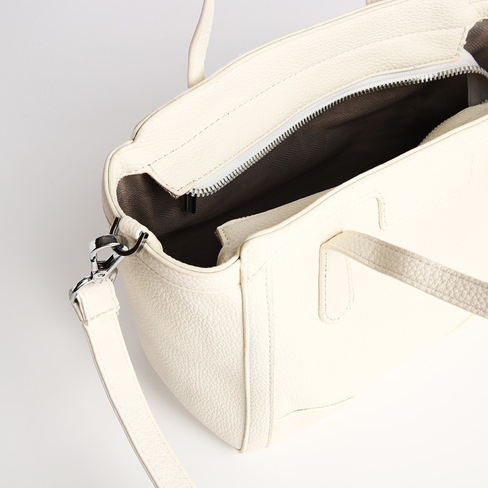 Сумка женская тоут на молнии, цвет белый Сумка женская тоут на молнии, цвет белый