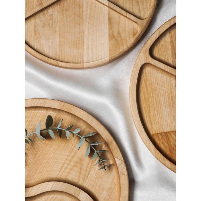 Менажница Доляна &laquo;Мерс&raquo;, d=25 см, 3 секции, берёза