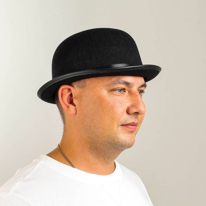 Шляпа котелок, фетр, черный, р. 56–58 Шляпа котелок, фетр, черный, р. 56–58