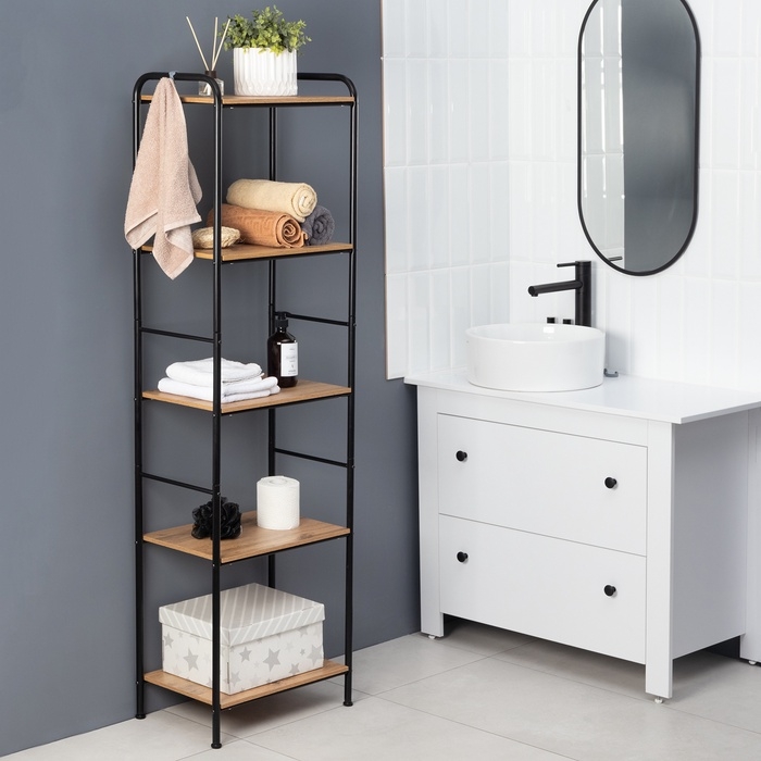 Стеллаж «Валенсия 15W», 45,5×30×155,5 см, чёрный Стеллаж «Валенсия 15W», 45,5×30×155,5 см, чёрный