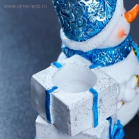 Фигура подсвечник "Снеговик" синий 12х6х14см Фигура подсвечник "Снеговик" синий 12х6х14см