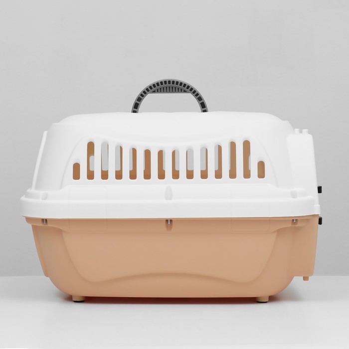 Переноска для животных пластиковая с металлической дверью 47х32,5х30 см, вес до 9 кг, бежевая 934336 Переноска для животных пластиковая с металлической дверью 47х32,5х30 см, вес до 9 кг, бежевая 934336