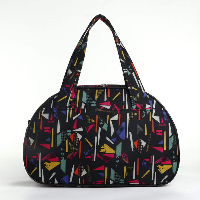 Сумка дорожная женская на молнии, наружный карман, цвет чёрный/разноцветный Сумка дорожная женская на молнии, наружный карман, цвет чёрный/разноцветный