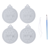 Ёлочное украшение под раскраску &laquo;Подарок&raquo; 4 шт., кисть