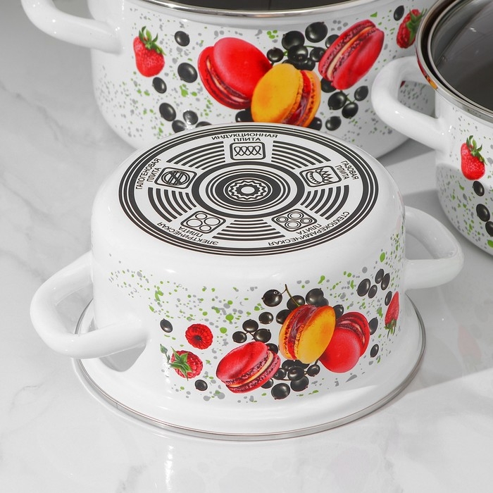 Набор кастрюль &laquo;Сластёна&raquo;, 3 предмета: 1,9 л, 2,5 л, 3,7 л, крышки, индукция