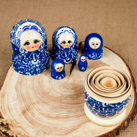 Матрёшка &laquo;Гжель&raquo;, высокая, 5 кукольная, люкс