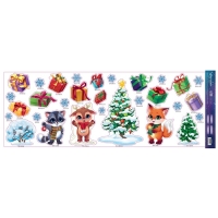 Наклейки новогодние на окна, виниловые &laquo;Новогодний праздник&raquo;, многоразовые, 70 х 25 см, Новый год