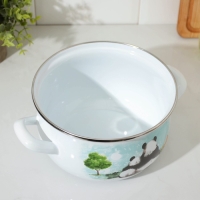 Кастрюля эмалированная &laquo;Панды&raquo;, 3,1 л, стеклянная крышка, индукция