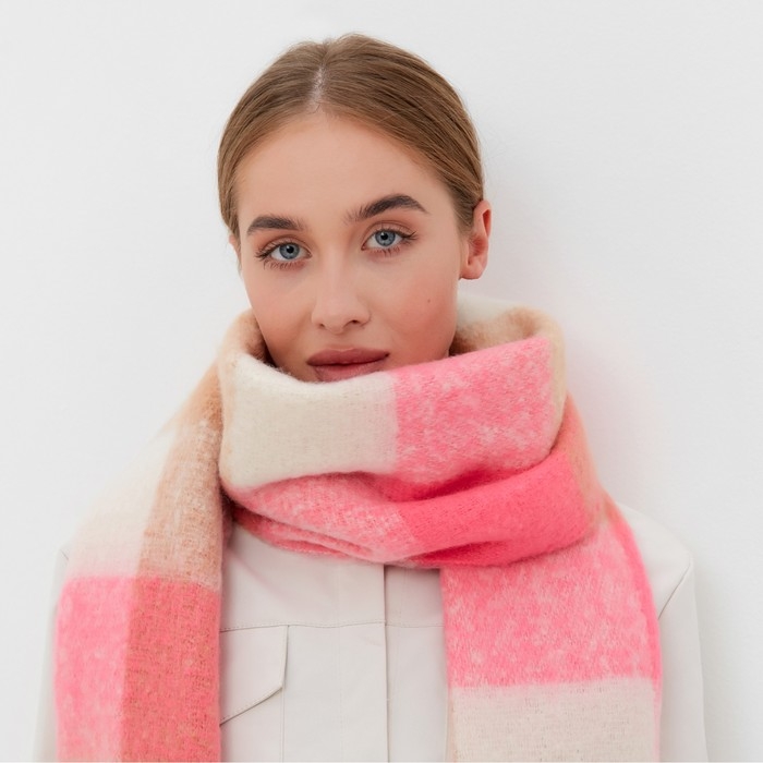 Шарф зимний объемный с кистями MINAKU клетка 210*38+18 см Шарф зимний объемный с кистями MINAKU клетка 210*38+18 см