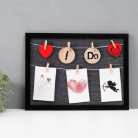 Фоторамка пластик на 3 фото 9х13 см "Я согласна" с прищепками, чёрная 40х30х1,5 см Фоторамка пластик на 3 фото 9х13 см "Я согласна" с прищепками, чёрная 40х30х1,5 см