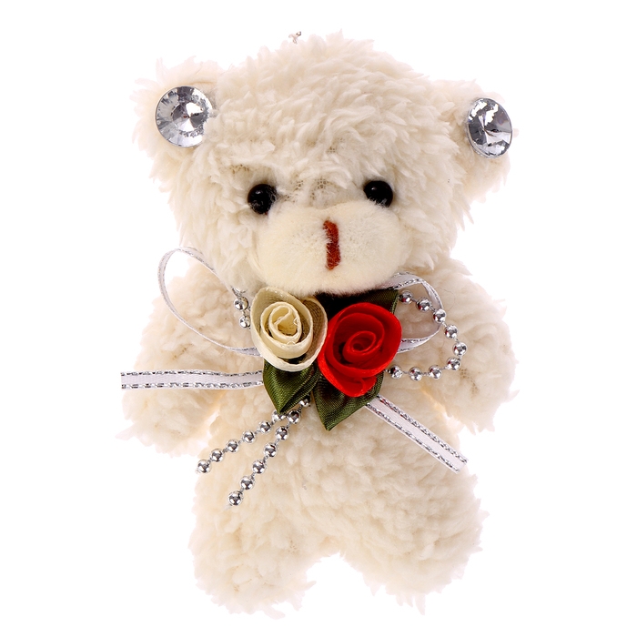 Мягкая игрушка «Мишутка с цветами» на брелоке, 11 см, цвет МИКС Мягкая игрушка «Мишутка с цветами» на брелоке, 11 см, цвет МИКС