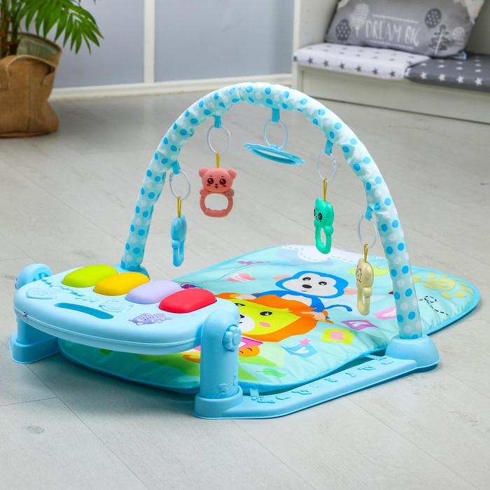 Развивающий коврик &laquo;Лев&raquo;, с пианино, голубой