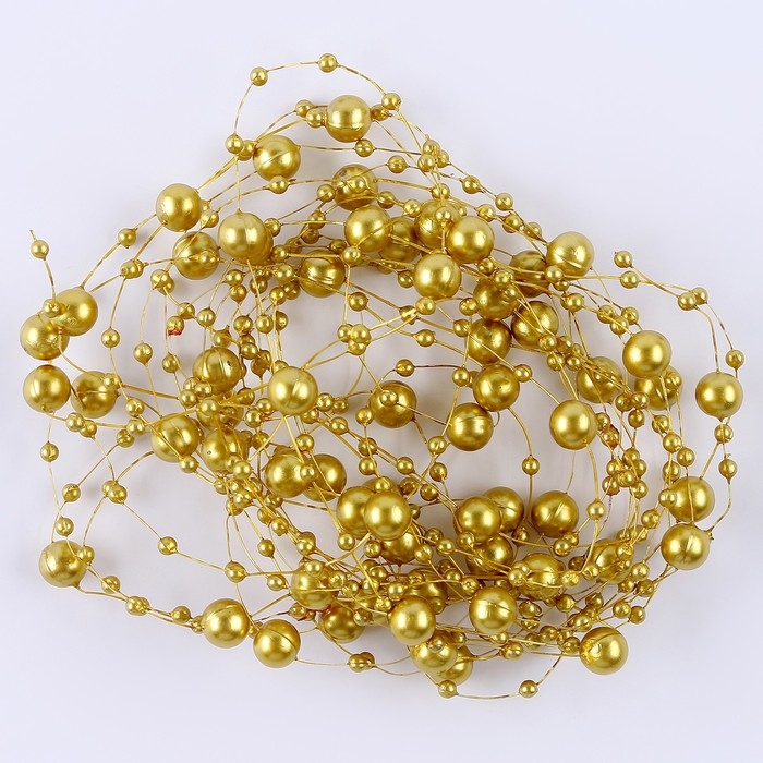 Леска для декора с бусинками, длина &mdash; 4,8 м, цвет золотой