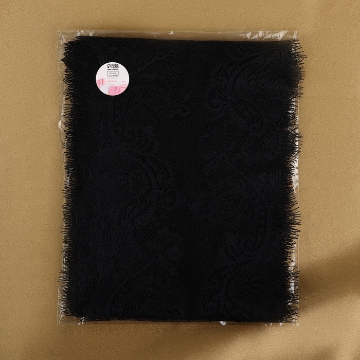 Кружево реснички, 170 мм &times; 3 &plusmn; 0,5 м, цвет чёрный