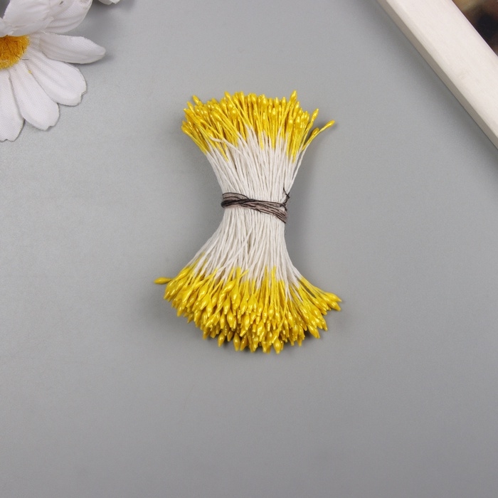 Тычинки для искусственных цветов глянец Тычинки для искусственных цветов глянец "Рисинки" светло-жёлтые набор 360 шт длина 6 см