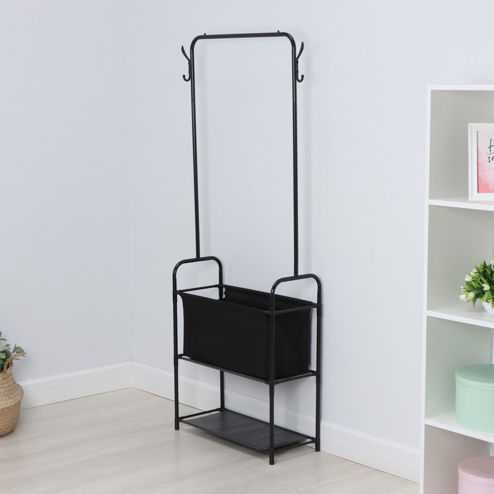 Вешалка - стойка напольная для одежды LaDо́m, с полками для хранения, 60&times;26&times;160 см, цвет чёрный