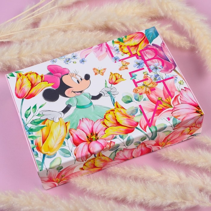Подарочная коробка, складная "Цвети" 16х23х7.5 см, Минни Маус