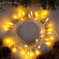 Гирлянда &laquo;Нить&raquo; 5 м с насадками &laquo;Игла&raquo;, IP20, прозрачная нить, 50 LED, свечение жёлтое, 8 режимов, 220 В