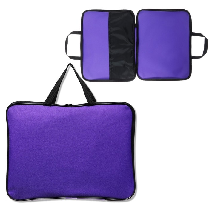 Папка с ручками текстильная А4, 360 х 270 х 20 мм, Папка с ручками текстильная А4, 360 х 270 х 20 мм, "Офис" 1Ш421, внутренний карман, фиолетовая