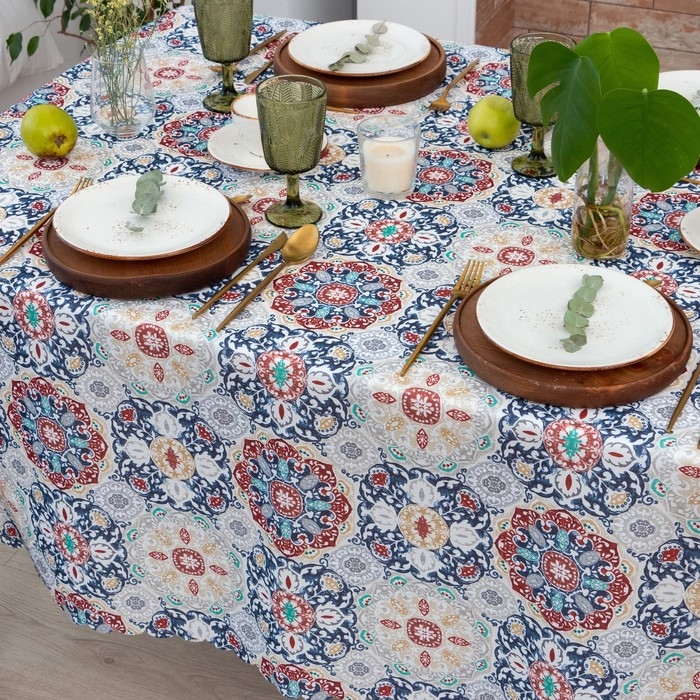 Скатерть Доляна &laquo;Узоры&raquo; 145х220 см, 100% п/э