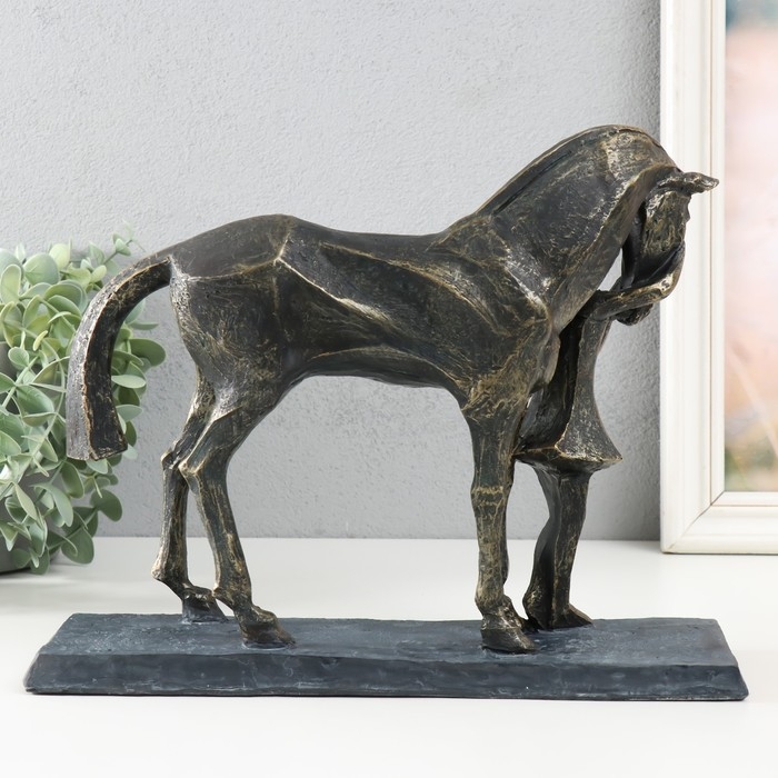 Сувенир полистоун "Девочка с конём" под металл 23,5х8,7х29,5 см